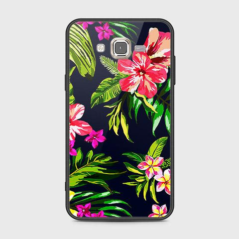 Samsung Galaxy J7 2015 Cover - Floral Series - HQ Ultra Shine Premium Infinity Glass Soft Silicon Borders Case