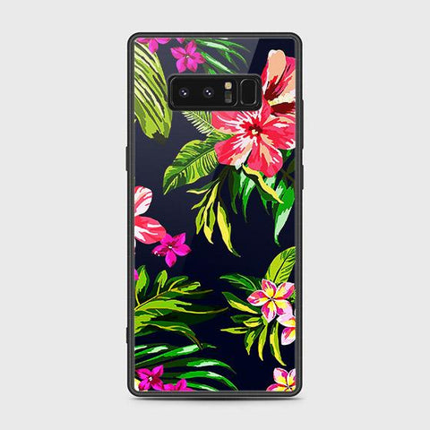 Samsung Galaxy Note 8 Cover - Floral Series - HQ Ultra Shine Premium Infinity Glass Soft Silicon Borders Case