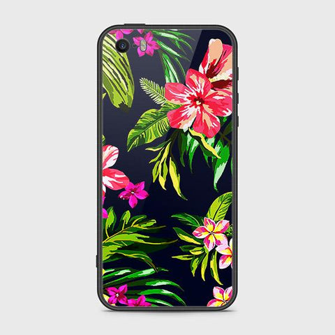 iPhone SE Cover - Floral Series - HQ Ultra Shine Premium Infinity Glass Soft Silicon Borders Case