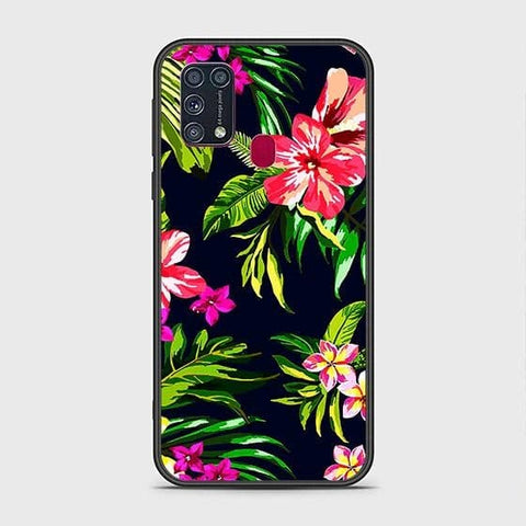 Samsung Galaxy M31 Cover - Floral Series - HQ Ultra Shine Premium Infinity Glass Soft Silicon Borders Case