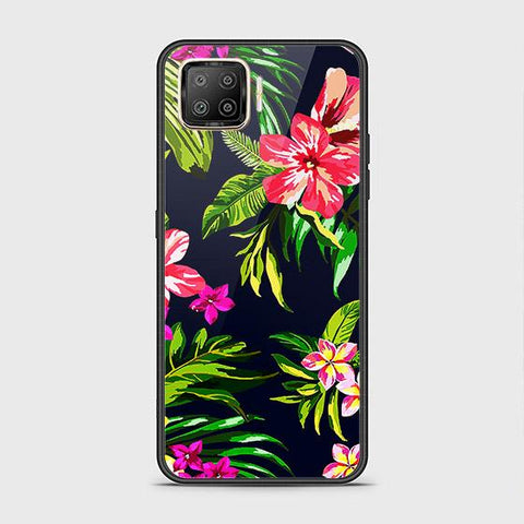 Oppo F17 Cover - Floral Series - HQ Ultra Shine Premium Infinity Glass Soft Silicon Borders Case