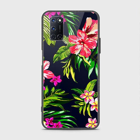 Oppo A92 Cover - Floral Series - HQ Ultra Shine Premium Infinity Glass Soft Silicon Borders Case