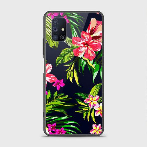 Samsung Galaxy M51 Cover - Floral Series - HQ Ultra Shine Premium Infinity Glass Soft Silicon Borders Case