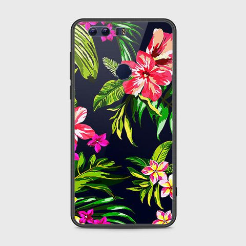 Huawei Honor 8 Cover - Floral Series - HQ Ultra Shine Premium Infinity Glass Soft Silicon Borders Case