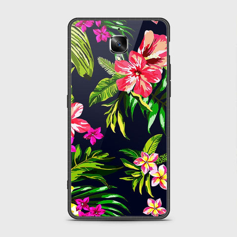 OnePlus 3 Cover- Floral Series - HQ Ultra Shine Premium Infinity Glass Soft Silicon Borders Case