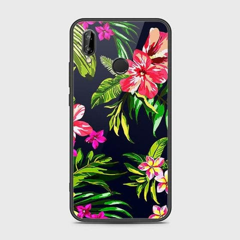 Huawei P20 Lite 2019 Cover - Floral Series - HQ Ultra Shine Premium Infinity Glass Soft Silicon Borders Case