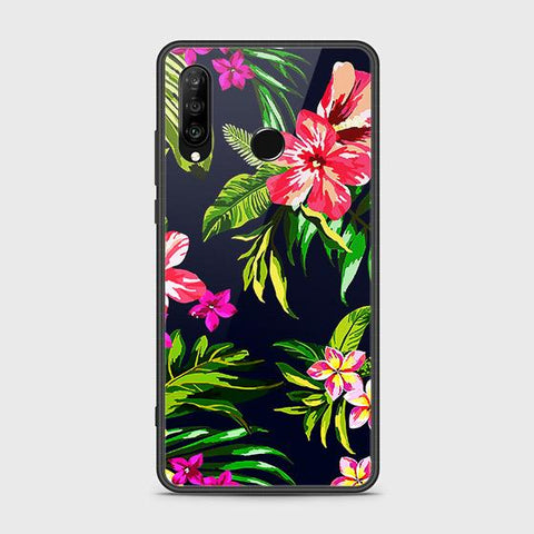 Huawei P30 lite Cover - Floral Series - HQ Ultra Shine Premium Infinity Glass Soft Silicon Borders Case