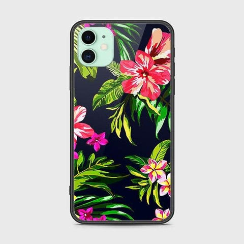 iPhone 11 Cover - Floral Series - HQ Ultra Shine Premium Infinity Glass Soft Silicon Borders Case