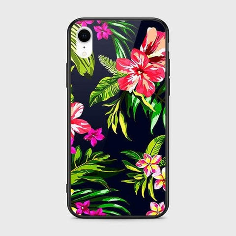 iPhone XR Cover - Floral Series - HQ Ultra Shine Premium Infinity Glass Soft Silicon Borders Case
