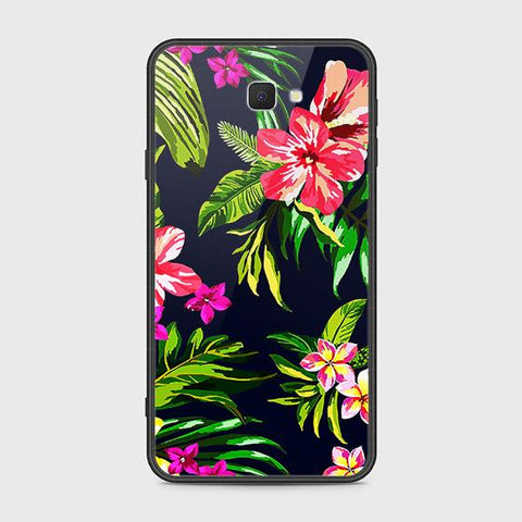 Samsung Galaxy J7 Prime Cover - Floral Series - HQ Ultra Shine Premium Infinity Glass Soft Silicon Borders Case