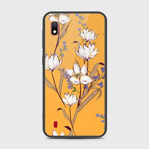 Samsung Galaxy A10 Cover - Floral Series - HQ Ultra Shine Premium Infinity Glass Soft Silicon Borders Case