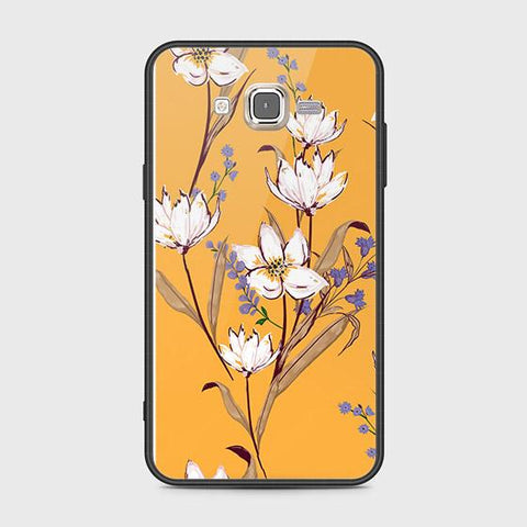 Samsung Galaxy J7 2015 Cover - Floral Series - HQ Ultra Shine Premium Infinity Glass Soft Silicon Borders Case