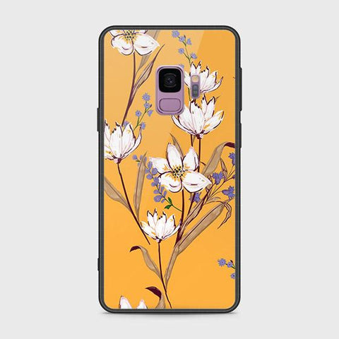 Samsung Galaxy S9 Cover - Floral Series - HQ Ultra Shine Premium Infinity Glass Soft Silicon Borders Case