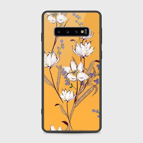 Samsung Galaxy S10 Cover - Floral Series - HQ Ultra Shine Premium Infinity Glass Soft Silicon Borders Case