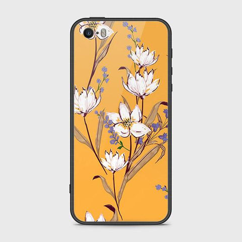 iPhone SE Cover - Floral Series - HQ Ultra Shine Premium Infinity Glass Soft Silicon Borders Case