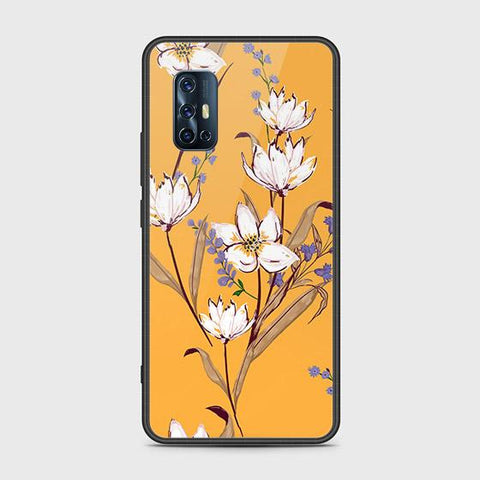 Vivo V17 Cover - Floral Series - HQ Ultra Shine Premium Infinity Glass Soft Silicon Borders Case