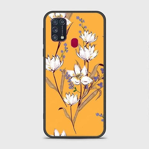 Samsung Galaxy M31 Cover - Floral Series - HQ Ultra Shine Premium Infinity Glass Soft Silicon Borders Case