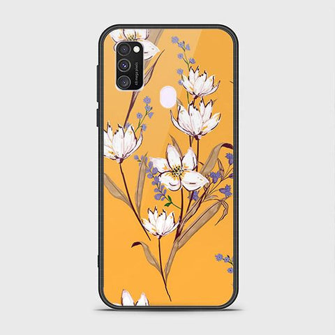 Samsung Galaxy M30s Cover - Floral Series - HQ Ultra Shine Premium Infinity Glass Soft Silicon Borders Case