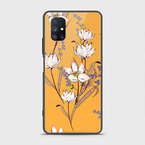 Samsung Galaxy M51 Cover - Floral Series - HQ Ultra Shine Premium Infinity Glass Soft Silicon Borders Case