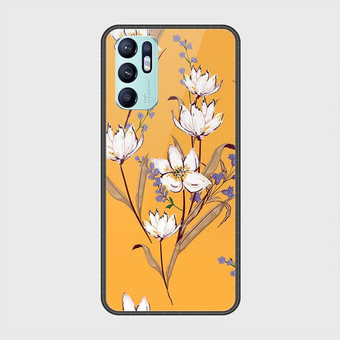 Oppo Reno 6 Cover - Floral Series - HQ Ultra Shine Premium Infinity Glass Soft Silicon Borders Case