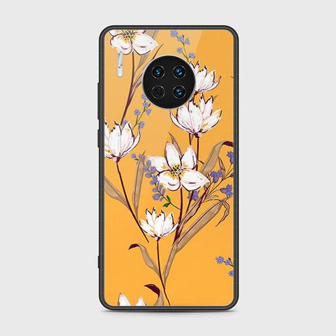 Huawei Mate 30 Cover - Floral Series - HQ Ultra Shine Premium Infinity Glass Soft Silicon Borders Case