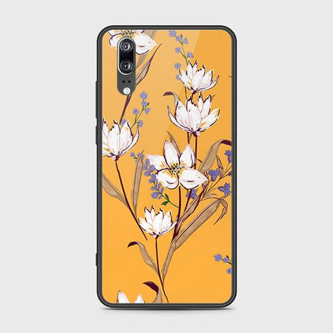 Huawei P20 Cover - Floral Series - HQ Ultra Shine Premium Infinity Glass Soft Silicon Borders Case