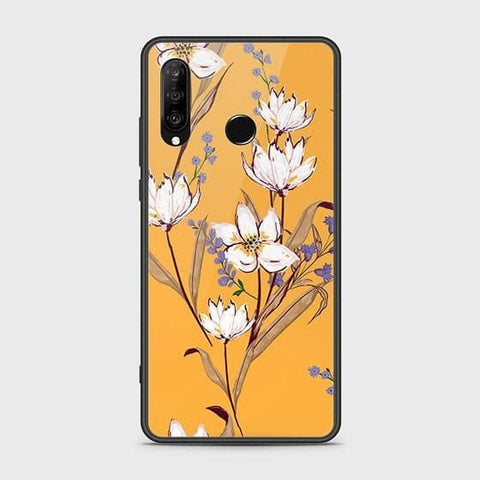 Huawei P30 lite Cover - Floral Series - HQ Ultra Shine Premium Infinity Glass Soft Silicon Borders Case