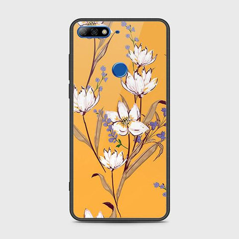 Huawei Y7 2018 Cover - Floral Series - HQ Ultra Shine Premium Infinity Glass Soft Silicon Borders Case