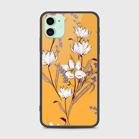 iPhone 11 Cover - Floral Series - HQ Ultra Shine Premium Infinity Glass Soft Silicon Borders Case