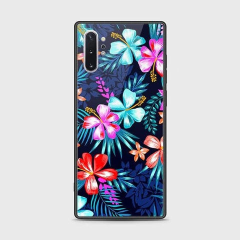 Samsung Galaxy Note 10 Plus Cover - Floral Series - HQ Ultra Shine Premium Infinity Glass Soft Silicon Borders Case