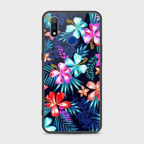 Realme 3 Cover - Floral Series - HQ Ultra Shine Premium Infinity Glass Soft Silicon Borders Case