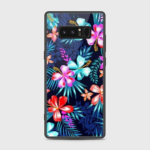 Samsung Galaxy Note 8 Cover - Floral Series - HQ Ultra Shine Premium Infinity Glass Soft Silicon Borders Case