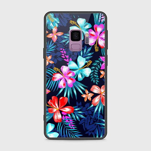 Samsung Galaxy S9 Cover - Floral Series - HQ Ultra Shine Premium Infinity Glass Soft Silicon Borders Case