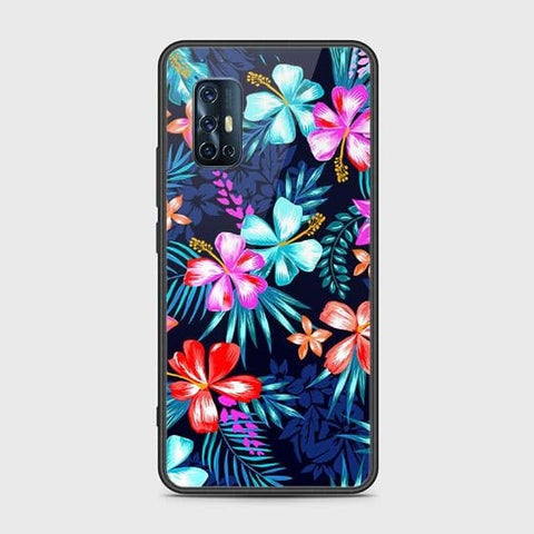 Vivo V17 Cover - Floral Series - HQ Ultra Shine Premium Infinity Glass Soft Silicon Borders Case