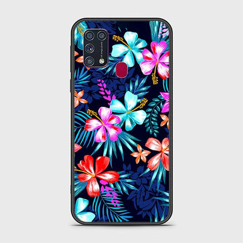 Samsung Galaxy M31 Cover - Floral Series - HQ Ultra Shine Premium Infinity Glass Soft Silicon Borders Case