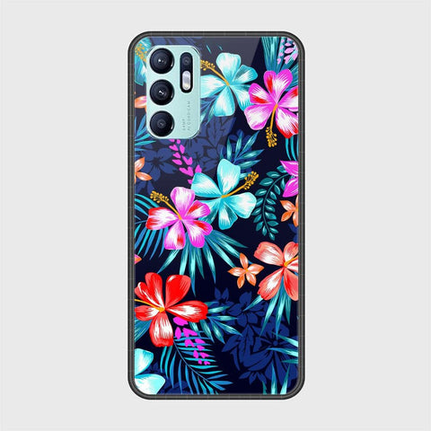 Oppo Reno 6 Cover - Floral Series - HQ Ultra Shine Premium Infinity Glass Soft Silicon Borders Case