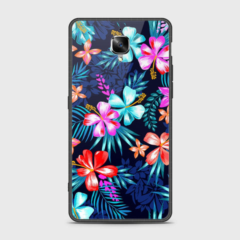 OnePlus 3 Cover- Floral Series - HQ Ultra Shine Premium Infinity Glass Soft Silicon Borders Case