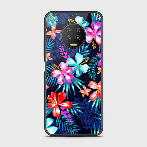 Infinix Note 7 Cover- Floral Series - HQ Ultra Shine Premium Infinity Glass Soft Silicon Borders Case