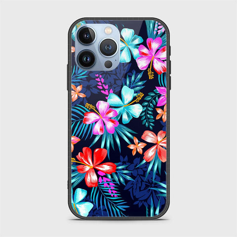 iPhone 14 Pro Cover- Floral Series - HQ Ultra Shine Premium Infinity Glass Soft Silicon Borders Case