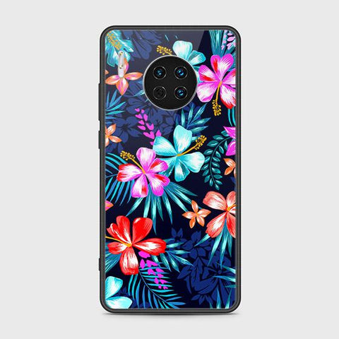 Huawei Mate 30 Cover - Floral Series - HQ Ultra Shine Premium Infinity Glass Soft Silicon Borders Case