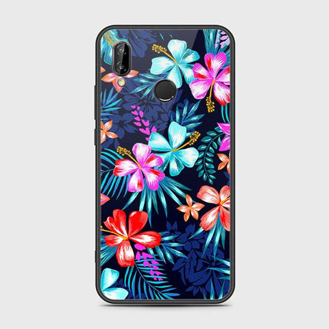 Huawei P20 Lite 2019 Cover - Floral Series - HQ Ultra Shine Premium Infinity Glass Soft Silicon Borders Case