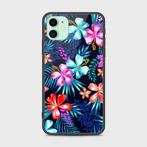 iPhone 11 Cover - Floral Series - HQ Ultra Shine Premium Infinity Glass Soft Silicon Borders Case