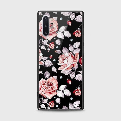 Samsung Galaxy Note 10 Plus Cover - Floral Series - HQ Ultra Shine Premium Infinity Glass Soft Silicon Borders Case