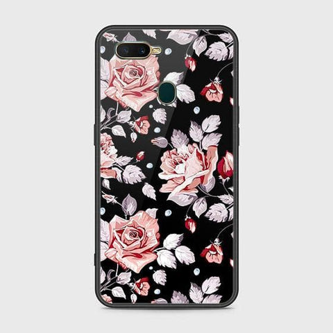Oppo A7 Cover - Floral Series - HQ Ultra Shine Premium Infinity Glass Soft Silicon Borders Case