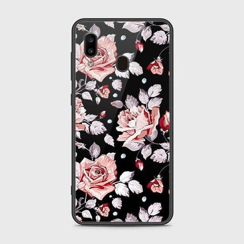 Samsung Galaxy A20 Cover - Floral Series - HQ Ultra Shine Premium Infinity Glass Soft Silicon Borders Case