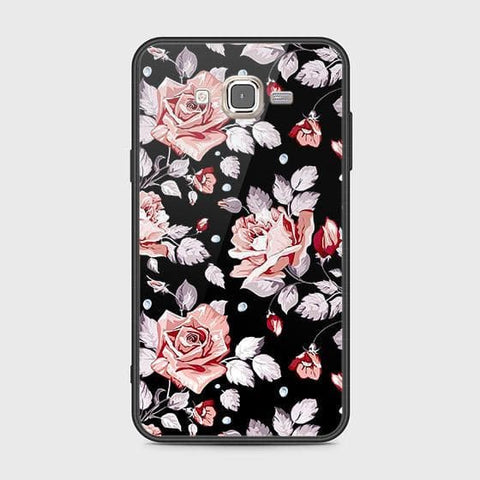 Samsung Galaxy J7 2015 Cover - Floral Series - HQ Ultra Shine Premium Infinity Glass Soft Silicon Borders Case