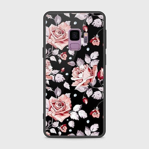 Samsung Galaxy S9 Cover - Floral Series - HQ Ultra Shine Premium Infinity Glass Soft Silicon Borders Case
