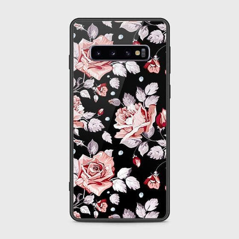 Samsung Galaxy S10 Cover - Floral Series - HQ Ultra Shine Premium Infinity Glass Soft Silicon Borders Case