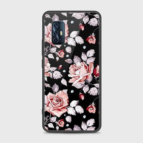 Vivo V17 Cover - Floral Series - HQ Ultra Shine Premium Infinity Glass Soft Silicon Borders Case