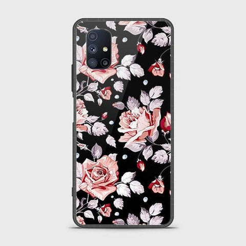 Samsung Galaxy M51 Cover - Floral Series - HQ Ultra Shine Premium Infinity Glass Soft Silicon Borders Case